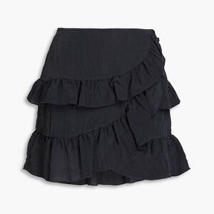 Maje Short Ruffled Skirt in Black